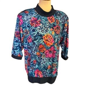 Vintage 80s bright floral top